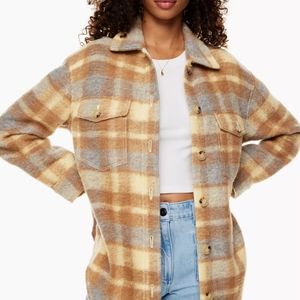 NWOT Aritzia Wilfred Free The Ganna Shirt Jacket in Yellow Plaid